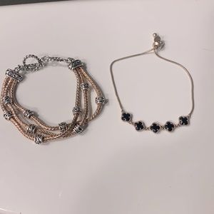 Two rose gold accent bracelets. Dress up or down.